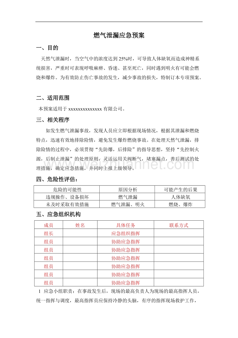 燃气泄漏应急预案.doc_第1页