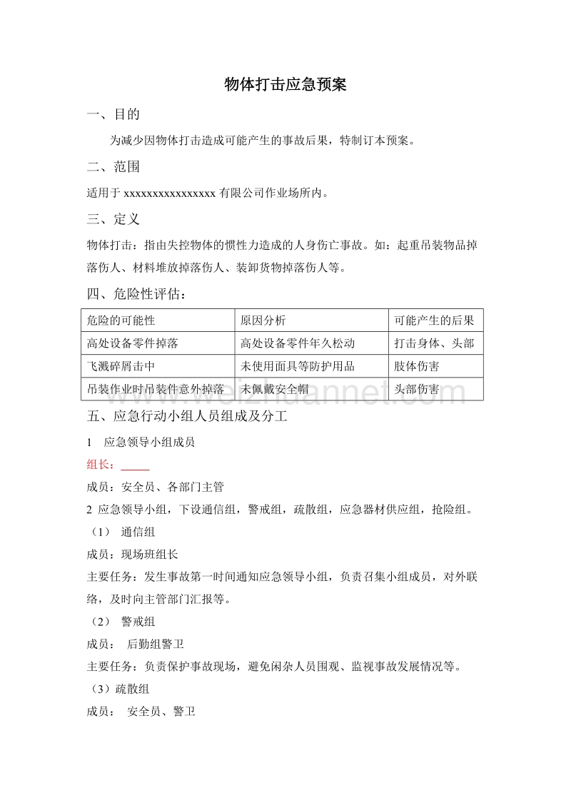 物体打击专项应急预案.doc_第1页