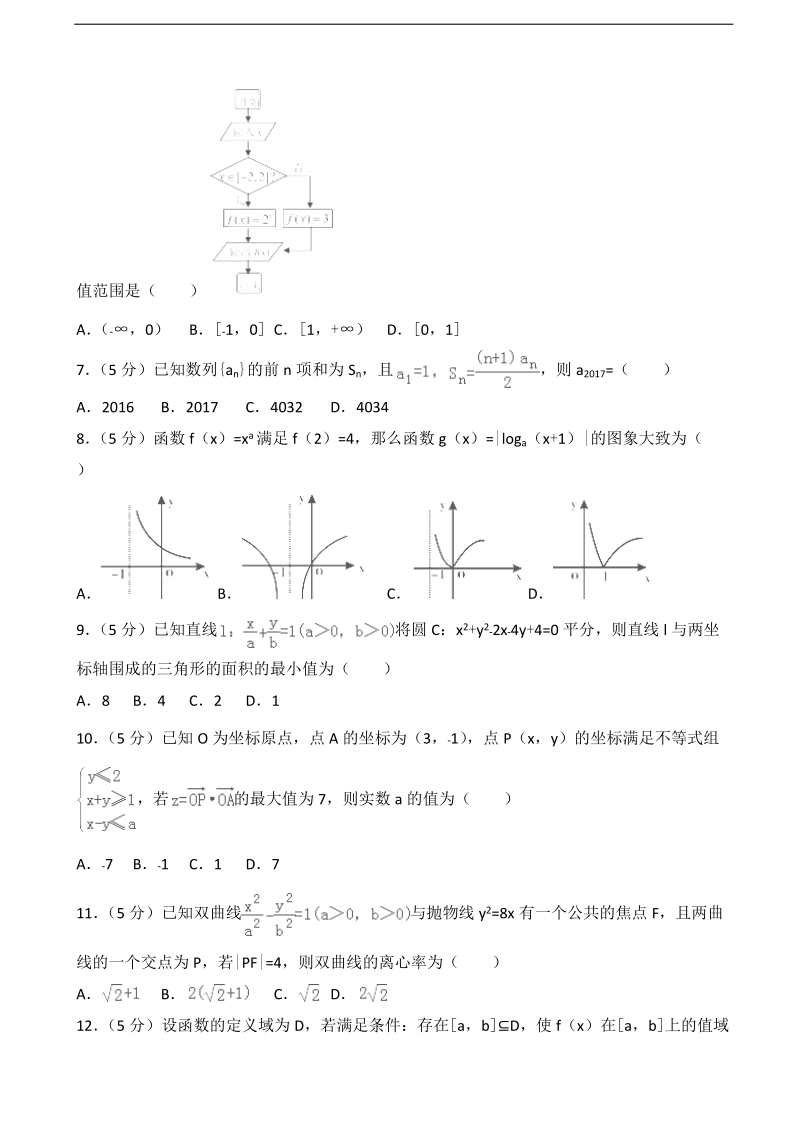 2017年湖南省岳阳市高考数学一模试卷（文科）（解析版）.doc_第2页