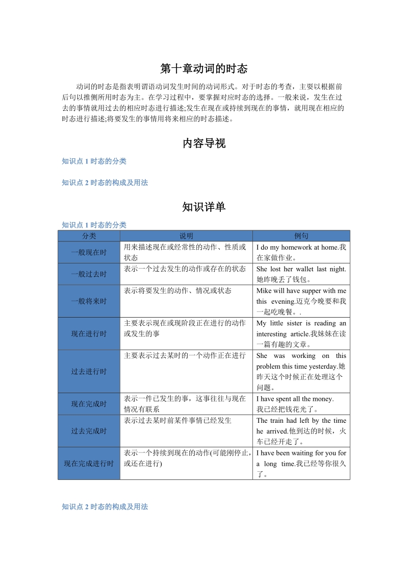 2017届中考英语复习讲义：第十章英语动词的时态.doc_第1页