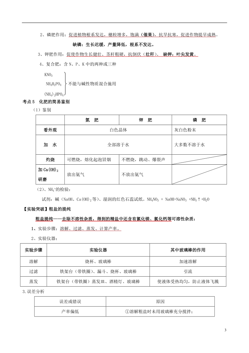 2018年中考化学考点总动员系列 考点10 盐和化肥（含解析）.doc_第3页