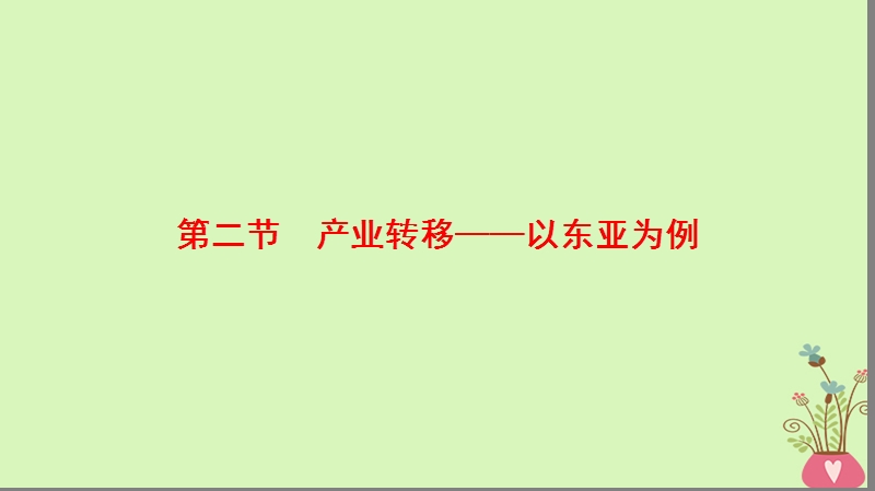 2019版高考地理一轮复习 第16章 区域联系与区域协调发展 第2节 产业转移——以东亚为例课件 新人教版.ppt_第1页