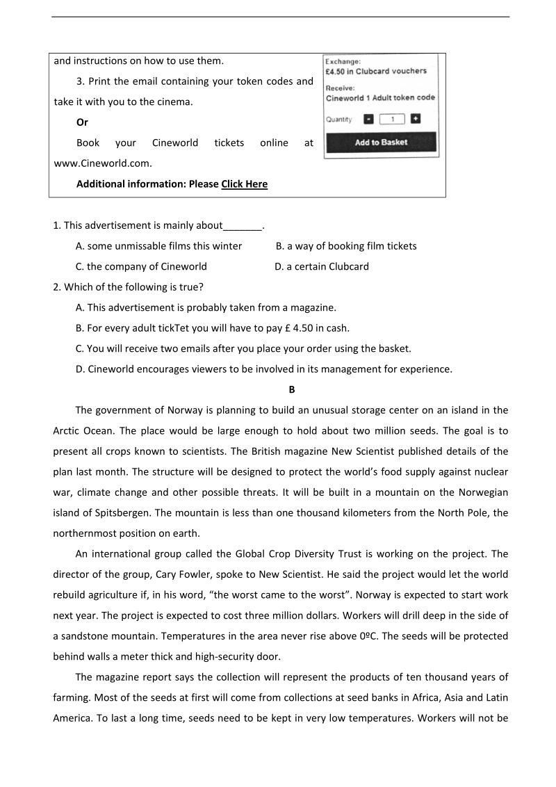 2015年甘肃省天水市第一中学高三下学期二轮复习质量检测考试试题 英语.doc_第2页