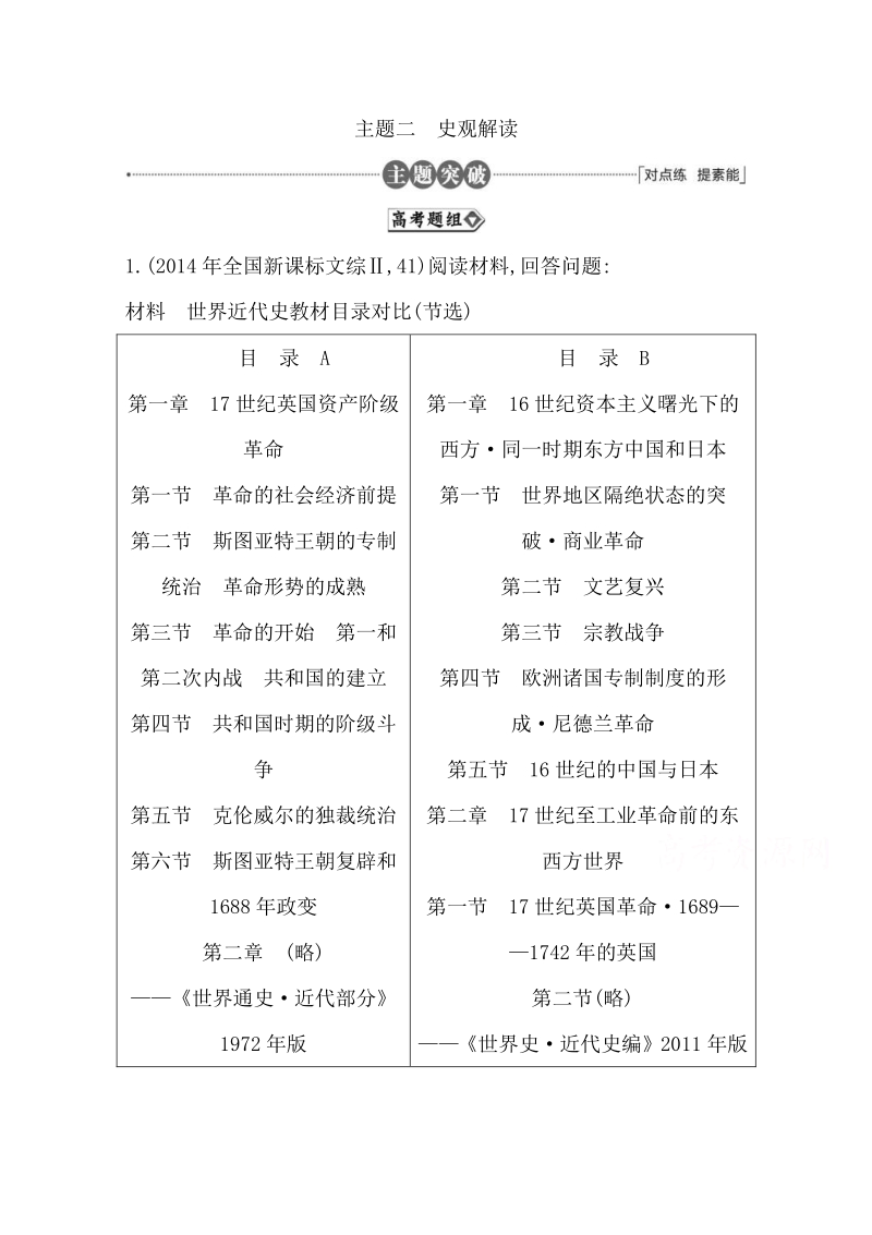 2016届高三历史二轮复习套餐训练 主题二 史观解读.pdf_第1页