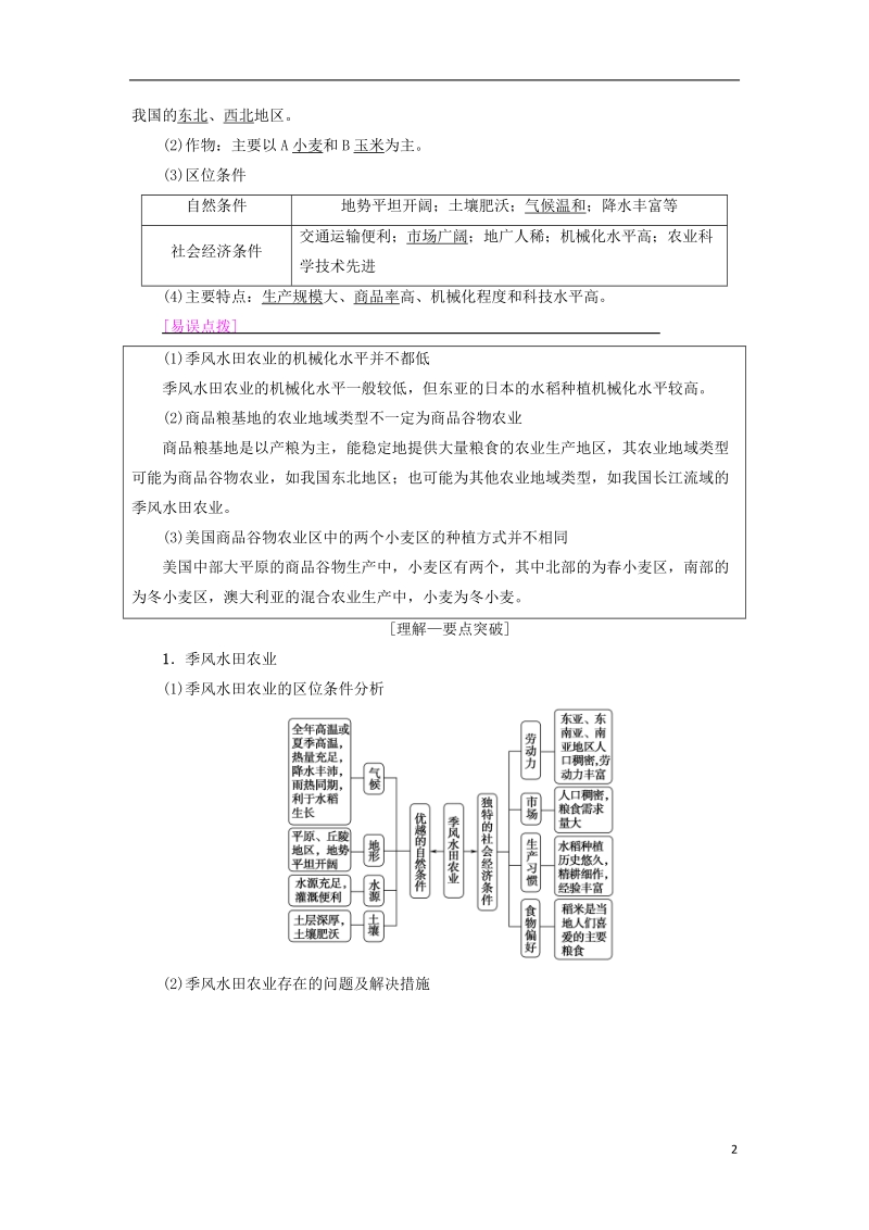 2019版高考地理一轮复习 第8章 农业地域的形成与发展 第2节 典型的农业地域类型学案 新人教版.doc_第2页