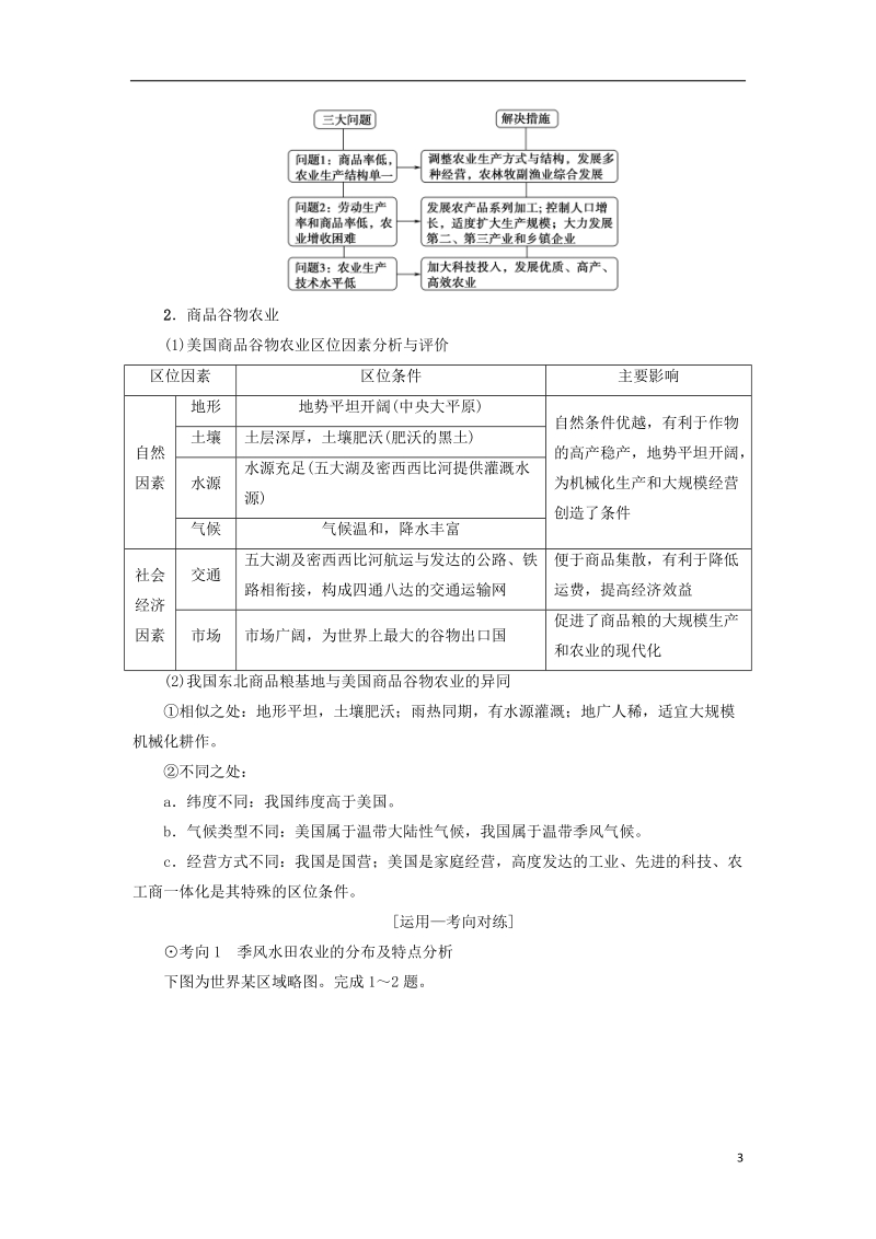 2019版高考地理一轮复习 第8章 农业地域的形成与发展 第2节 典型的农业地域类型学案 新人教版.doc_第3页