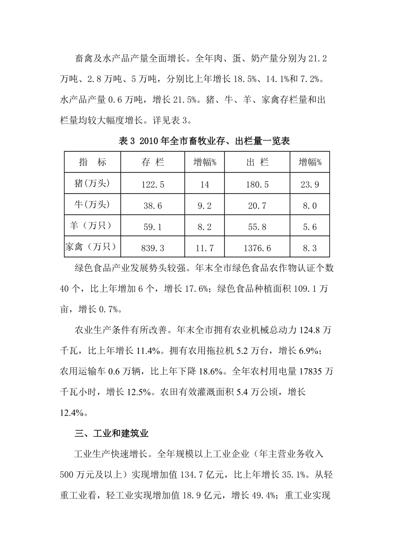 2010年双鸭山市国民经济和社会发展统计公报.doc_第3页