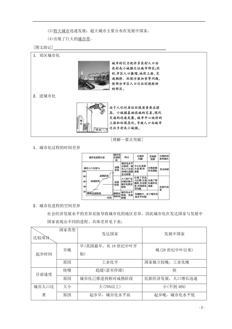 2019届高考地理一轮复习 第6章 城市的空间结构与城市化 第2节 城市化 地域文化与城市发展学案 中图版.doc_第2页