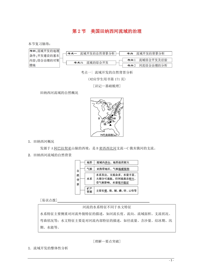 2019版高考地理一轮复习 第10章 区域可持续发展 第2节 美国田纳西河流域的治理学案 中图版.doc_第1页