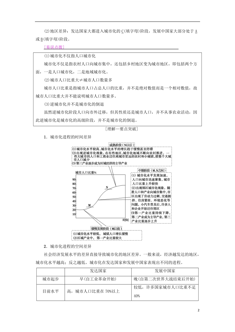 2019版高考地理一轮复习 第7章 城市与城市化 第2节 城市化学案 新人教版.doc_第2页