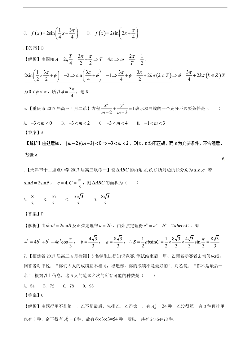 2017年浙江省普通高中最后冲刺模拟浓缩精华数学卷（六）（解析版）.doc_第2页