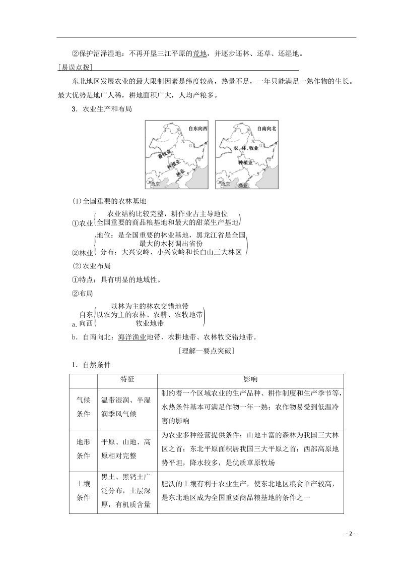 2019版高考地理一轮复习 第12单元 区域综合开发与可持续发展 第2节 农业与区域可持续发展——以东北地区为例学案 鲁教版.doc_第2页