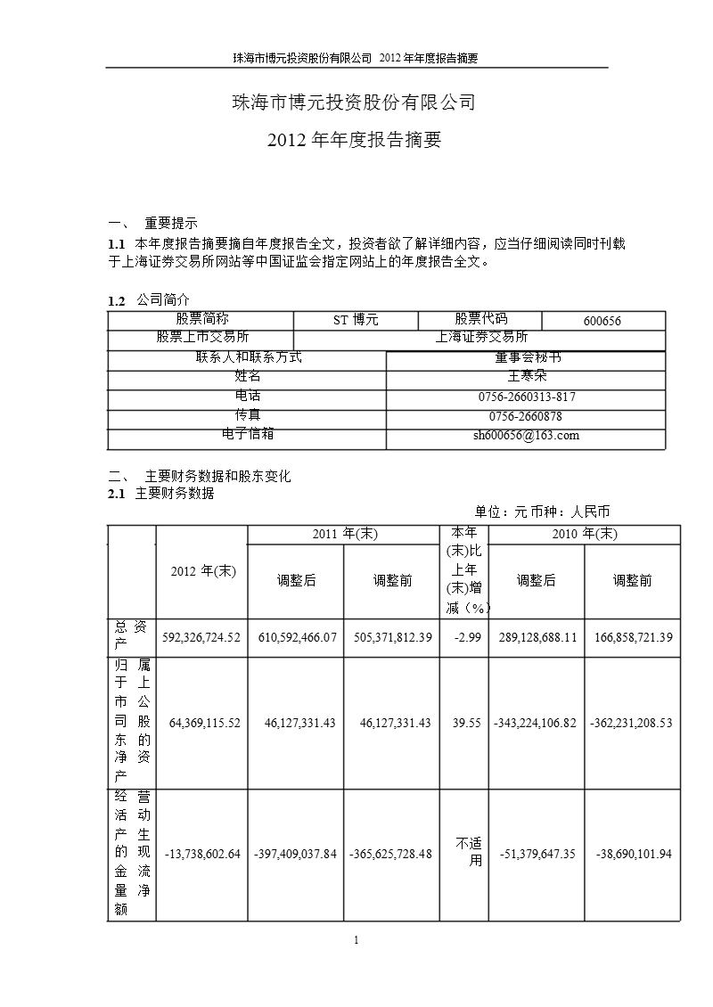 st博元年报摘要.ppt_第1页