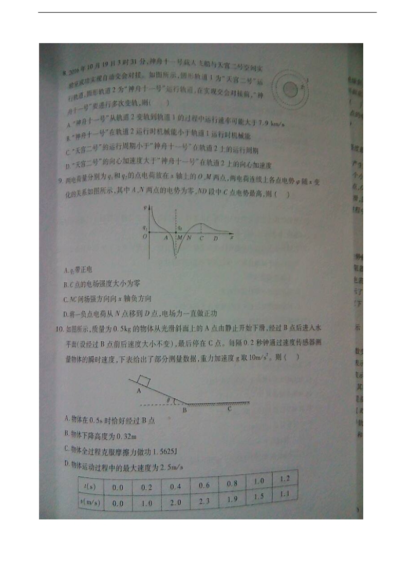 2017年安徽省淮北市高三上学期第一次模拟考试物理试题（图片版）.doc_第3页