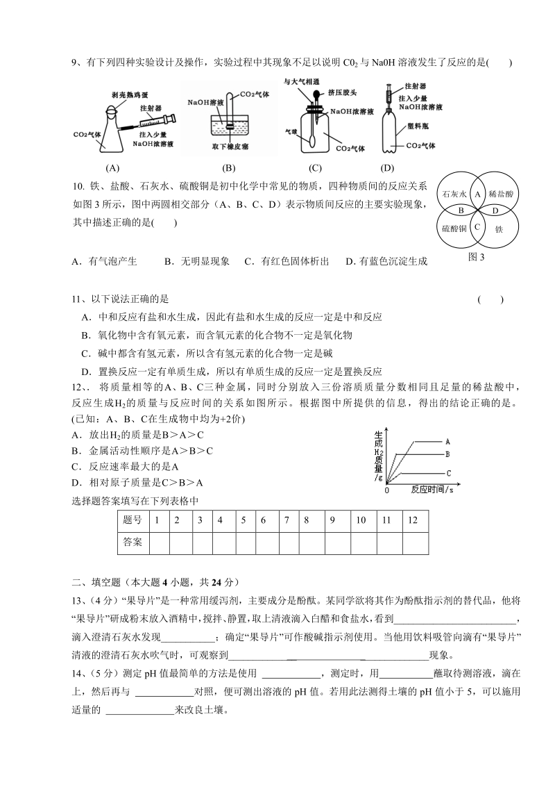 化学：第10单元  常见的酸和碱   检测题.pdf_第2页