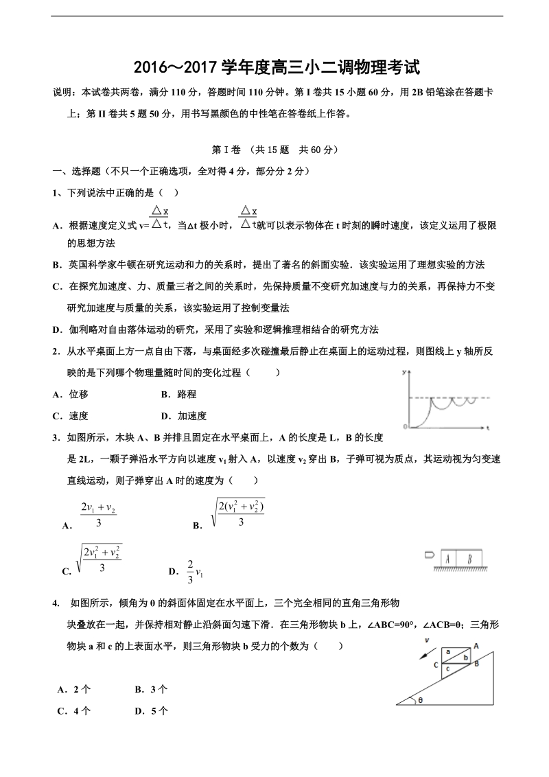 2017年河北省衡水中学高三年级小二调考试物理.doc_第1页