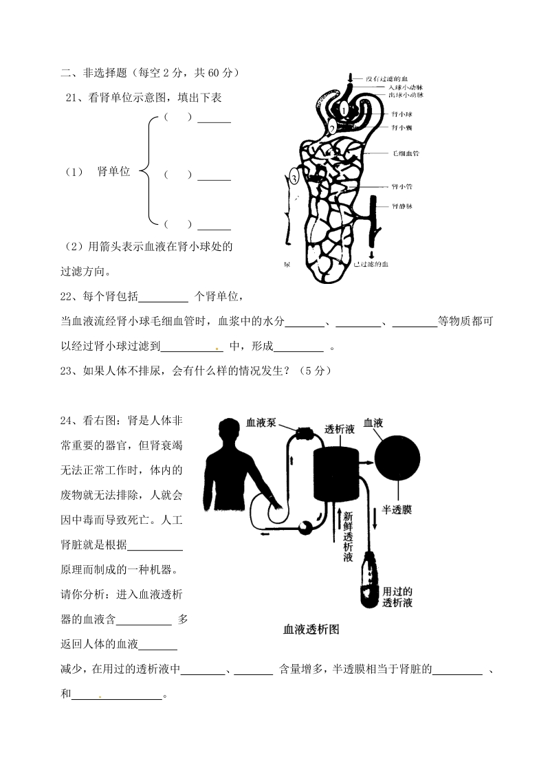 七年级生物下册单元检测题5 人教新课标版.pdf_第3页