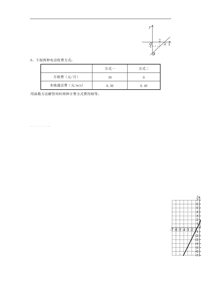 甘肃省武威市民勤县2018年八年级数学下册19.2.3一次函数与方程、不等式（1）一次函数与一元一次方程学案（无答案）（新版）新人教版.doc_第3页