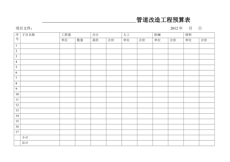 管道改造工程预算表.doc_第3页