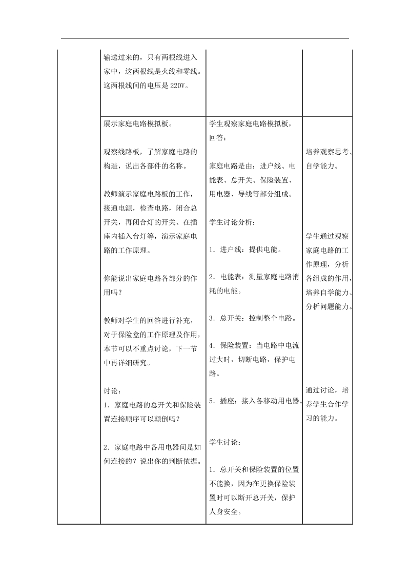 【名师备课】人教版2017年九年级下学期物理19.1 家庭电路》教学设计 同步测试.doc_第3页