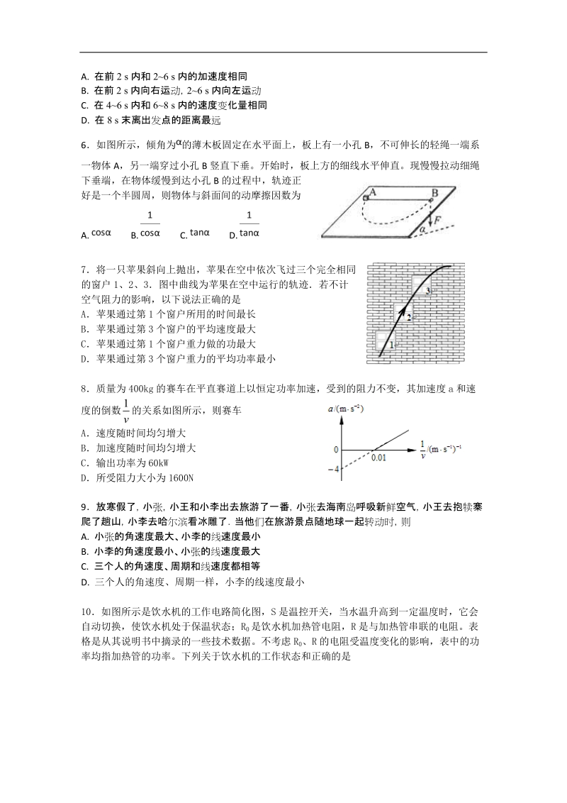 2017年浙江省杭州市萧山区高考模拟命题比赛物理试卷8.doc_第2页