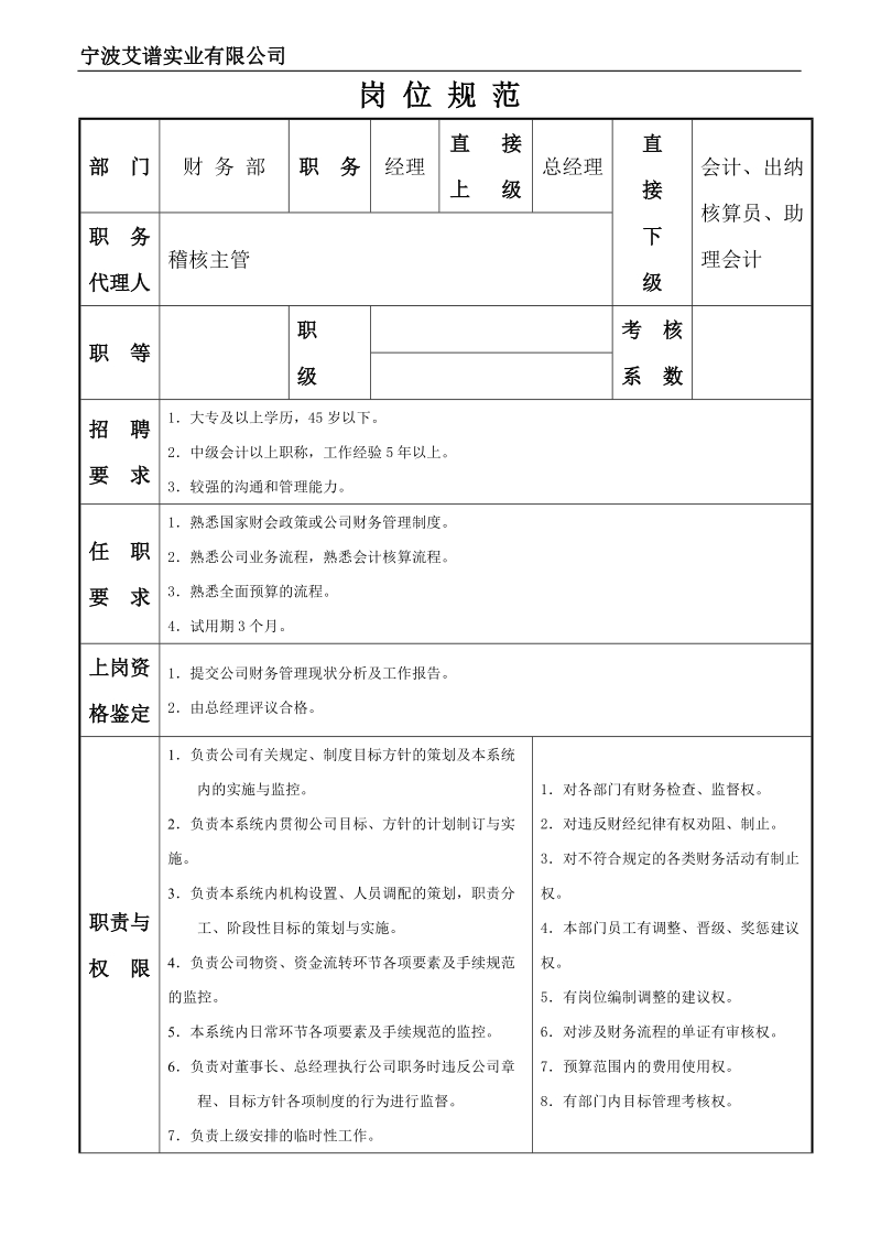 岗位规范(财务部).doc_第1页