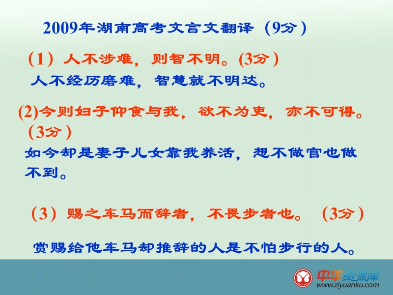 2013湖南省邵东县高三语文一轮复习精选-文言文翻译课件.ppt_第3页