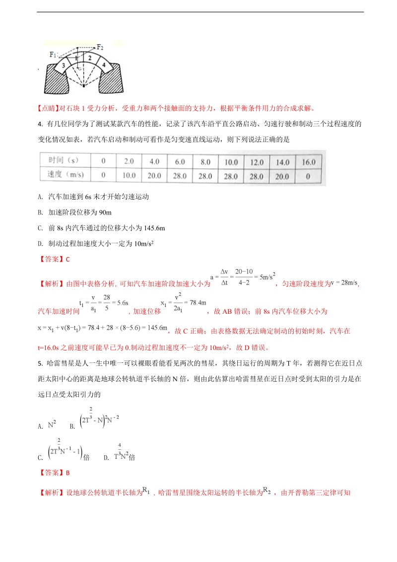 2018年广东省佛山市普通高中高三教学质量检测（一）物理试题（解析版）.doc_第3页