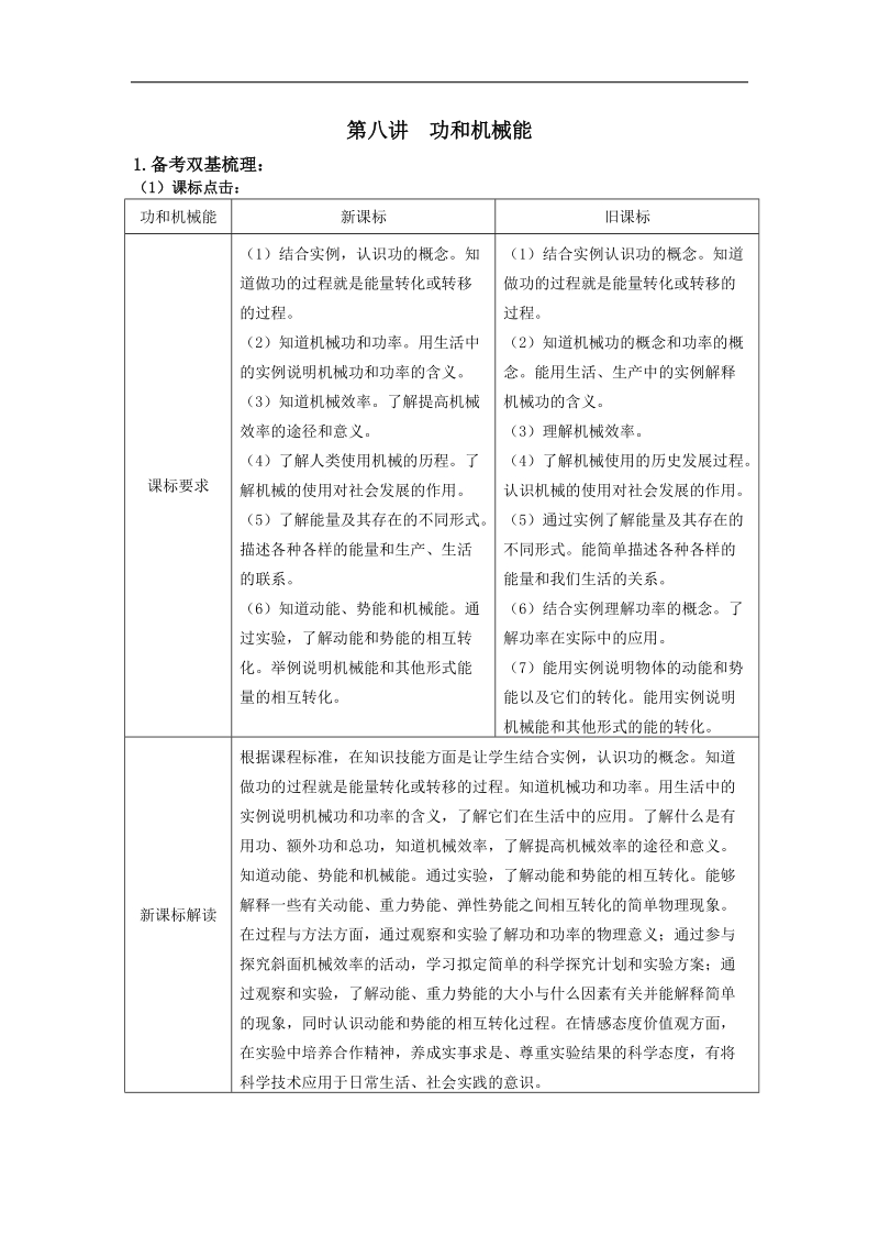 2017届中考复习人教版物理 第8讲 功和机械能.doc_第1页