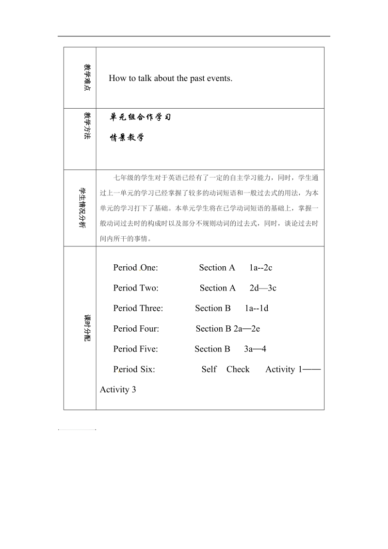 山东省淄博市临淄区第八中学2018年七年级英语上册《unit 4 what did you de last weekend》单元备课教案 鲁教版五四制.doc_第2页