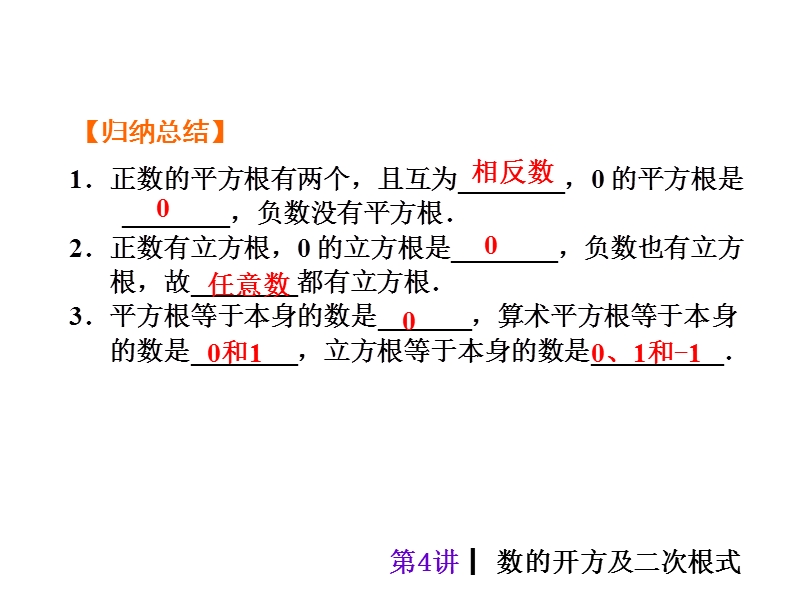 【中考夺分天天练(新课标·rj)】2014素材化中考数学总复习课件(含13年试题)：第4讲-数的开方及二次根式.ppt_第3页