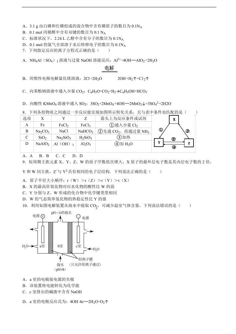 2016年江苏省扬州市高三化学模拟试卷（七） 含解析.doc_第2页