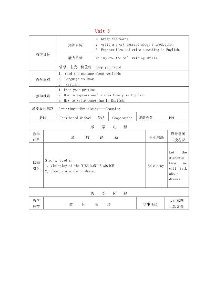 黑龙江省哈尔滨市第四十七中学2018年九年级英语上册 unit 3 election promises writing教案 教科版五四制.doc_第1页