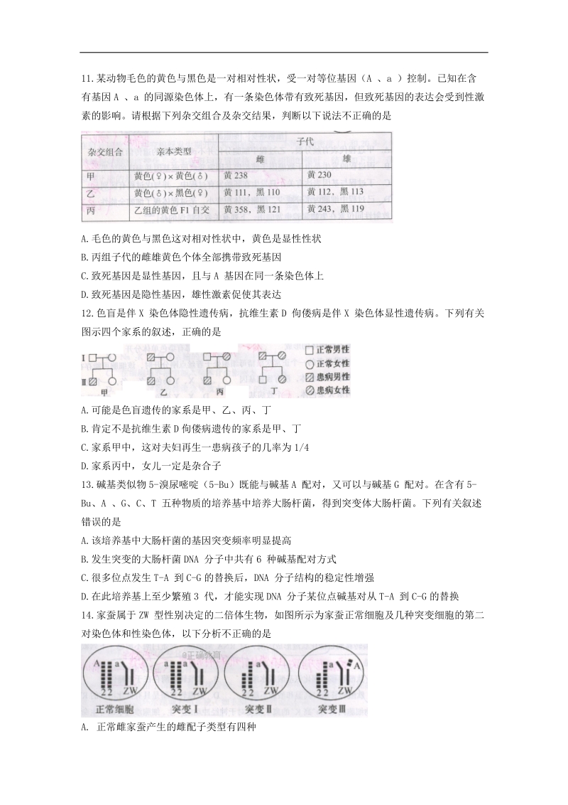 北京市房山区2018届高三上学期期末考试生物试卷 word版含答案.doc_第3页