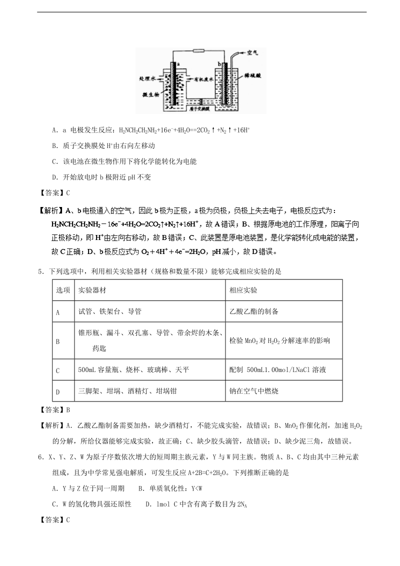 2017年四川省成都市高三第二次模拟考试理综化学试题（解析版）.doc_第2页