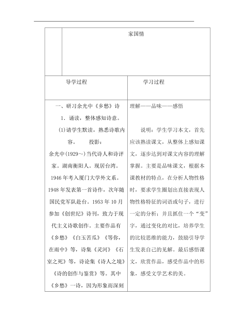 山东省临沂市蒙阴县第四中学2018年九年级语文下册《1乡愁》教学设计.doc_第2页