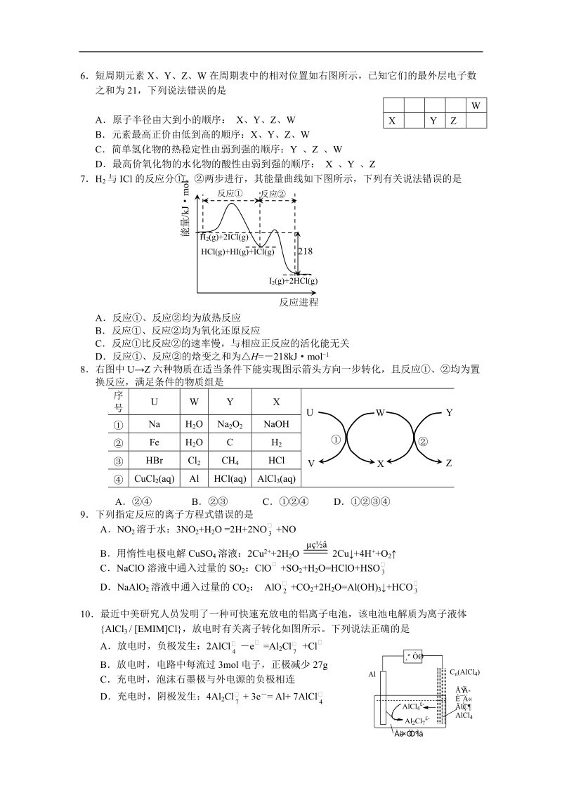 2016年江苏省南京市、盐城市高三第一次模拟考试 化学 word版.doc_第2页