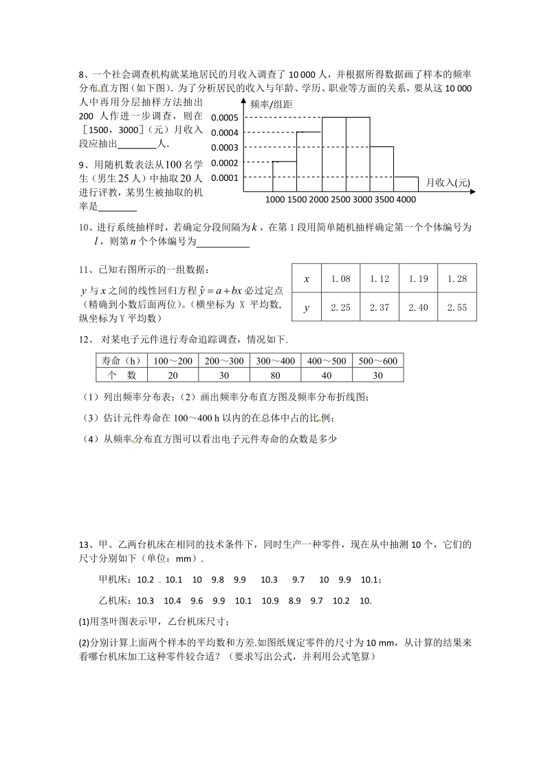 数学：第二章《统计》测试（2）（新人教A版必修3）.pdf_第2页