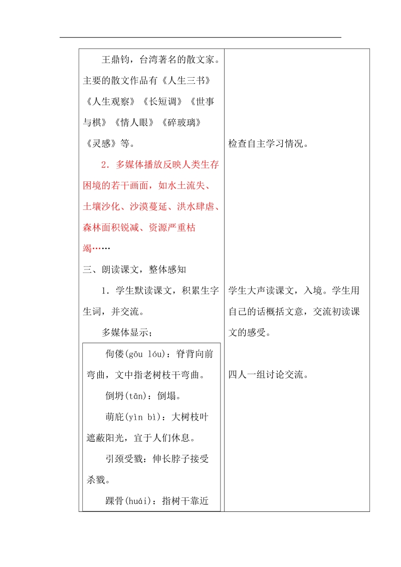 山东省临沂市蒙阴县第四中学2018年九年级语文下册《10 那树》教学设计.doc_第3页