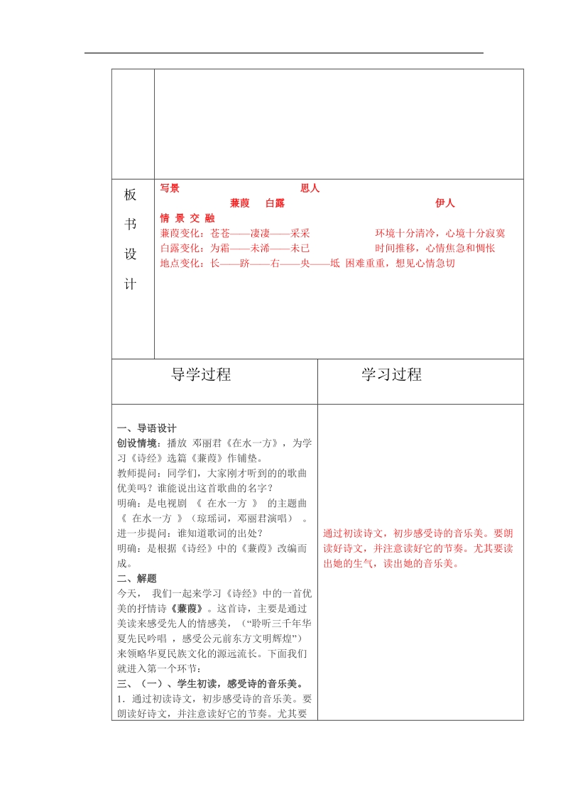 山东省临沂市蒙阴县第四中学2018年九年级语文下册《24 蒹葭》教学设计.doc_第2页