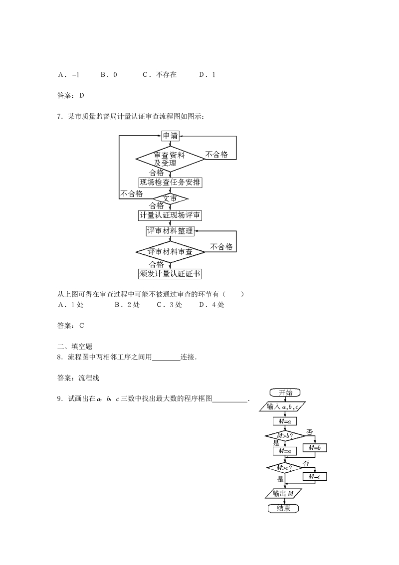 数学：第四章《框图》测试（4）（新人教A版选修1-2）.pdf_第3页