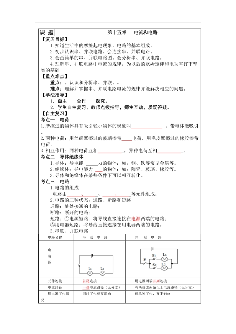 陕西省铜川矿务局第二中学2018年九年级物理复习导学案：第十五章.doc_第1页