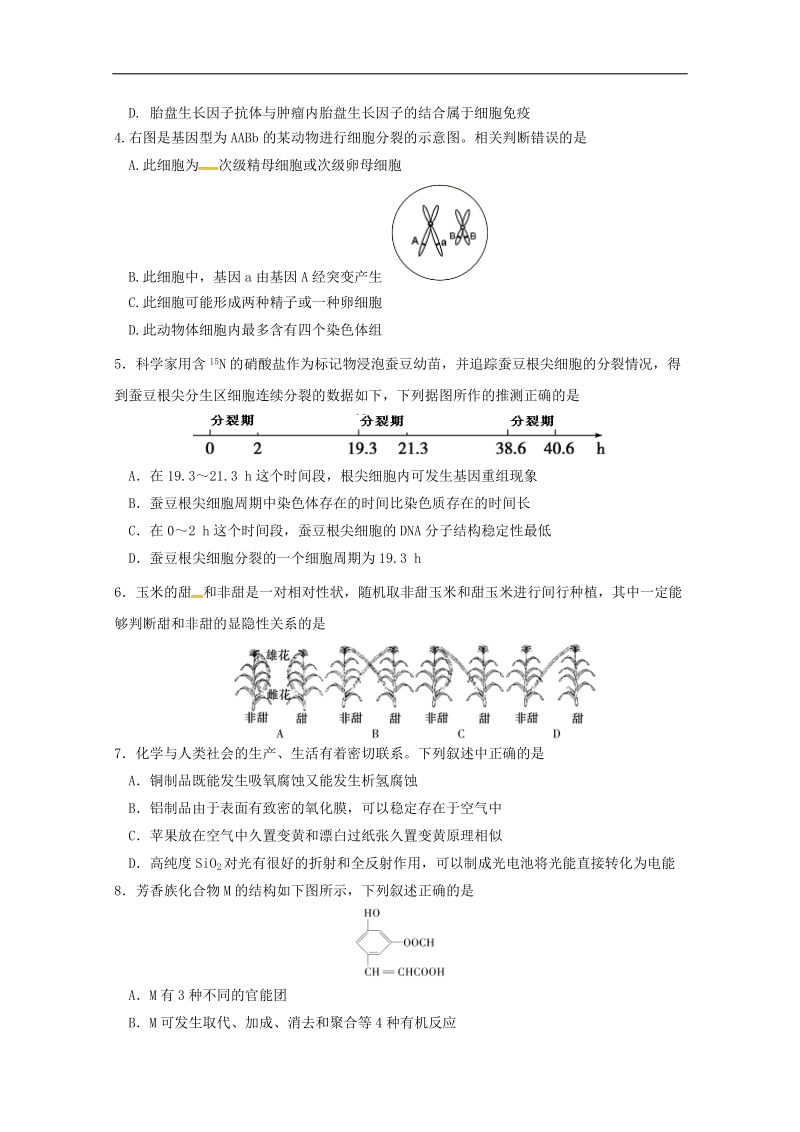 四川省成都经济技术开发区实验中学校2018届高三下学期市“二诊”模拟考试理科综合试题 word版含答案.doc_第2页