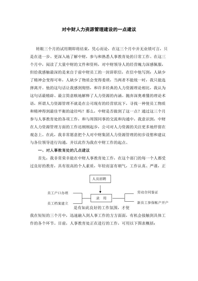 对中财人力资源管理建设的一点建议.doc_第1页