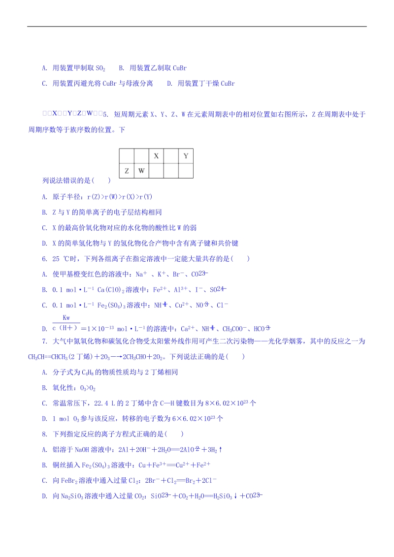 2017年江苏省普通高等学校招生考试高三模拟测试卷 化学.doc_第2页