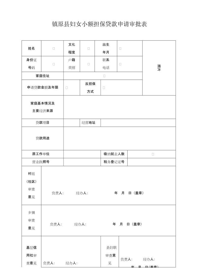 妇女小额贷款申请审批表.doc_第1页