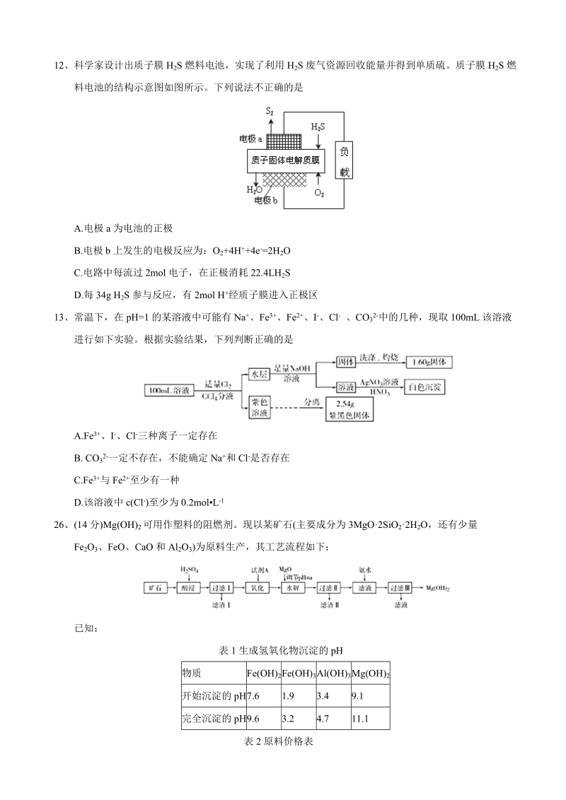 2017年黑龙江省哈师大附中高三第四次模拟考试理综化学试题.doc_第2页