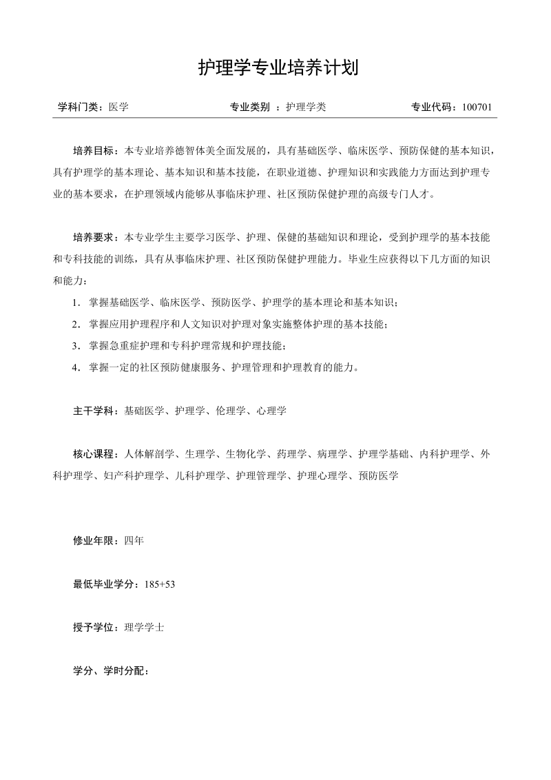 护理学专业培养计划.doc_第1页