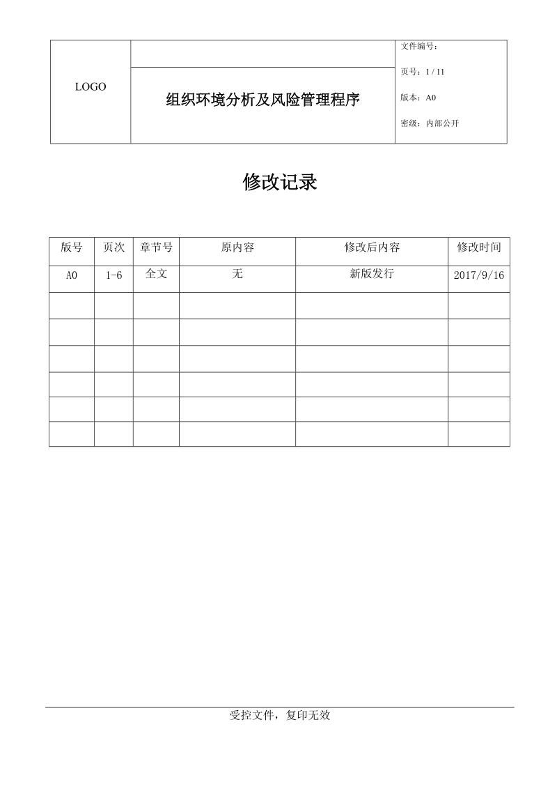 组织环境、相关方需求分析及风险和机遇管理程序.docx_第1页