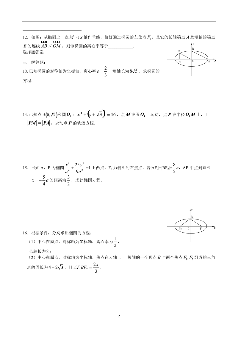 周测题-椭圆练习题.doc_第2页